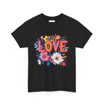 Black Love is Everything T-Shirt with Colorful Floral Design and Bold Typography