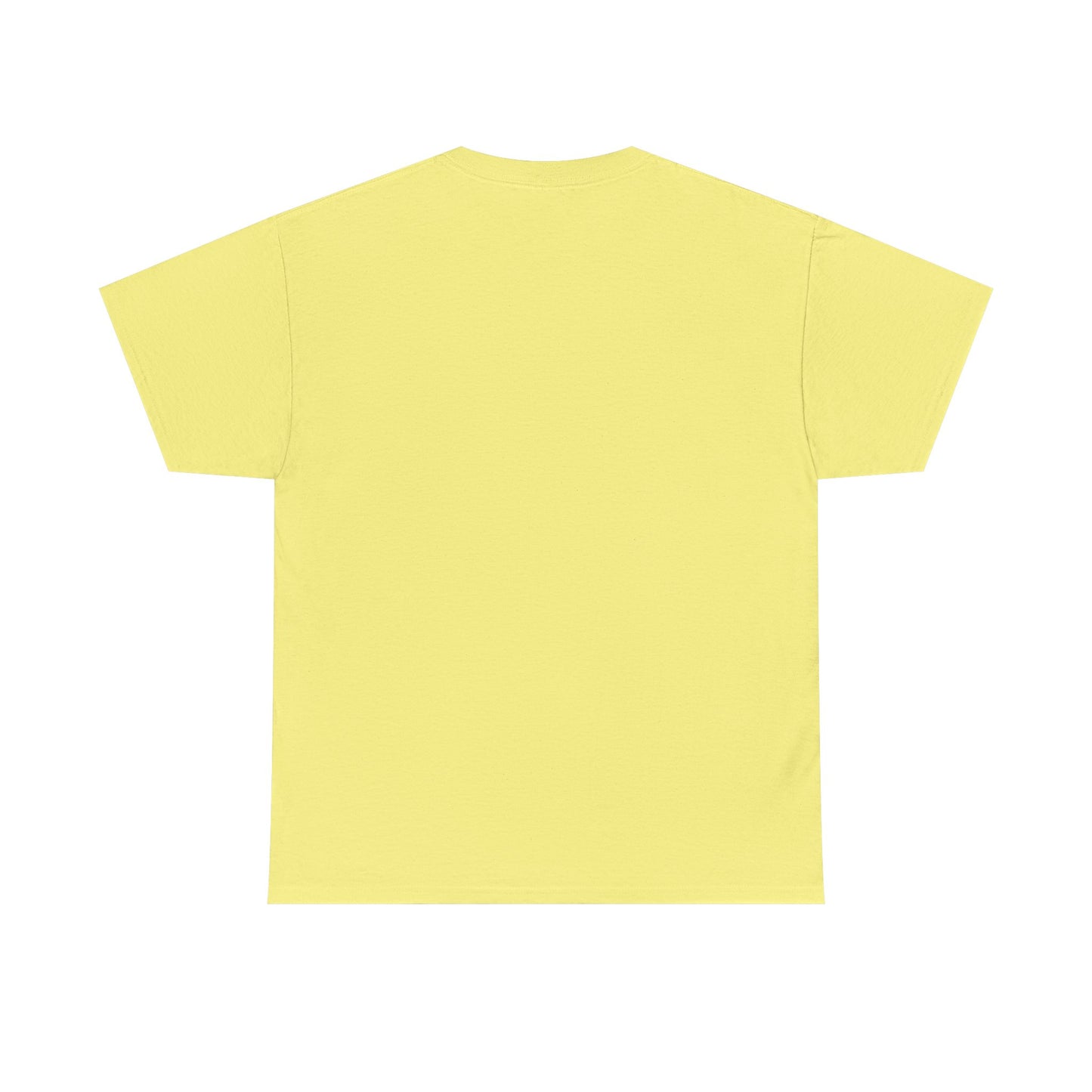 Back view of a bright yellow Love is Everything T-Shirt made from soft, comfortable fabric