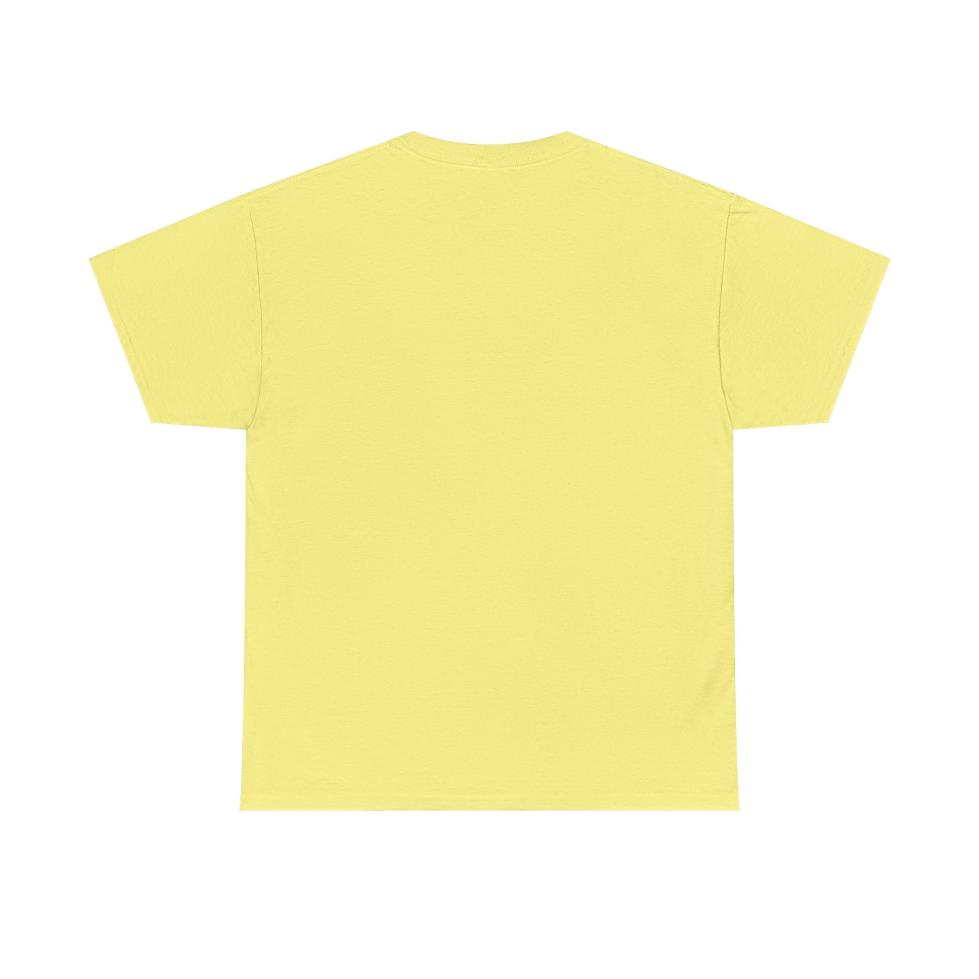 Back view of a bright yellow Love is Everything T-Shirt made from soft, comfortable fabric
