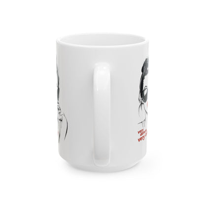 Very Cutesy, Very Demure Mug featuring a unique artistic design on a white ceramic surface