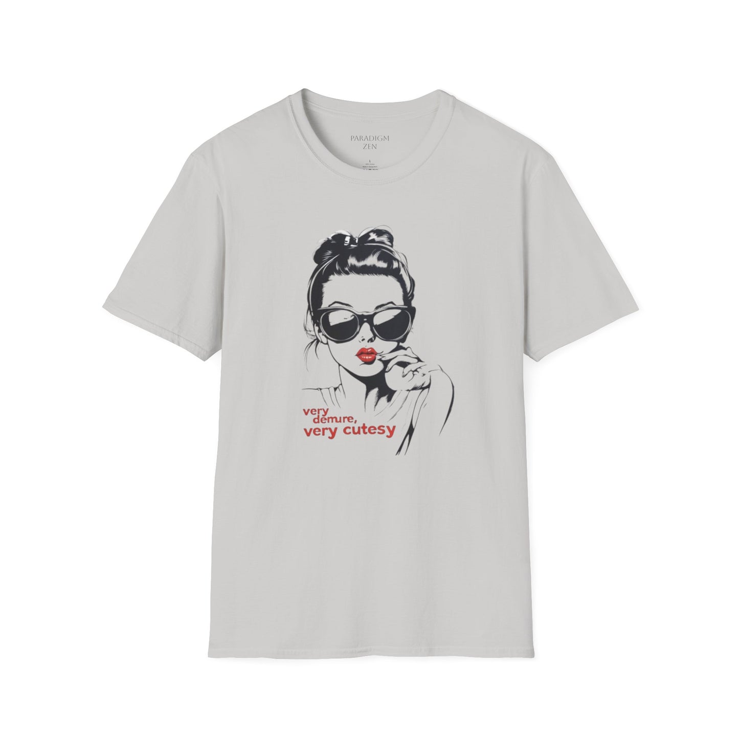 Very Cutesy Very Demure T-Shirt featuring a stylish graphic of a woman with sunglasses